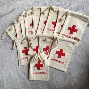 Hangover Kit canvas cinch bags- 15 in total